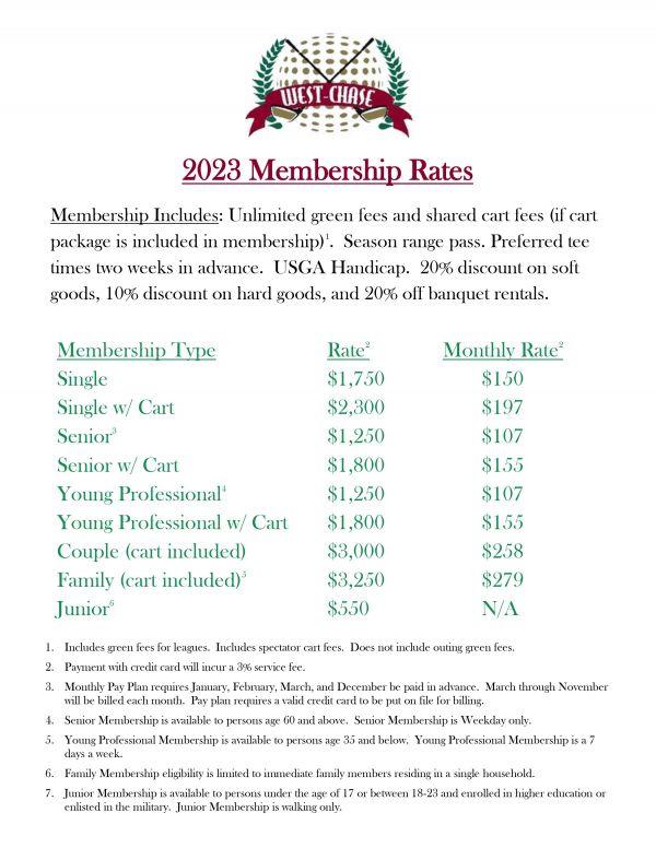 2023 Membership Rates