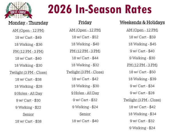 2026 Rate Sheet